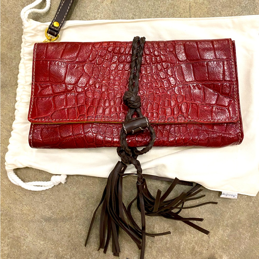 Osprey London Red Leather Clutch